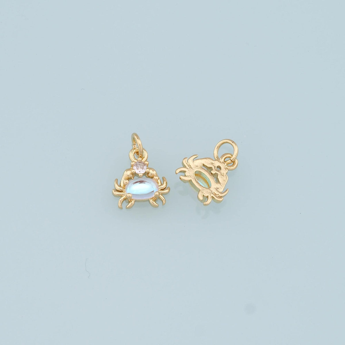 Gold Crab Charms,18K Gold Filled CZ Crab Pendant,Beach Silver Crab Charms Bracelet Necklace for DIY Jewelry Making Supply