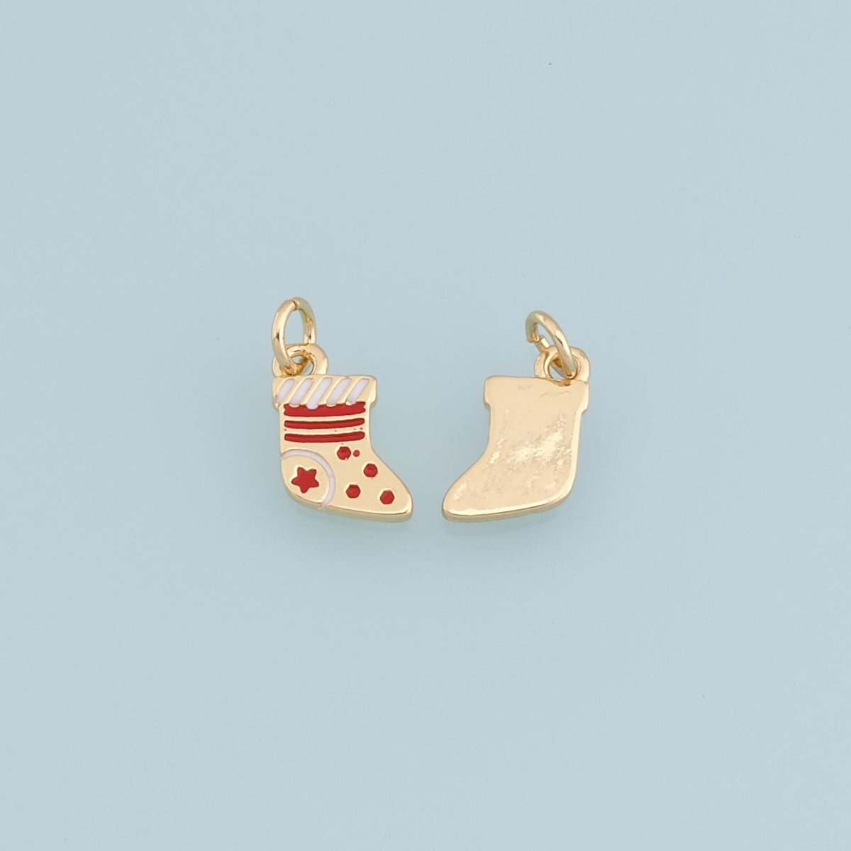 Gold Christmas Charms,18K Gold Filled Christmas Stocking Pendant Charm Bracelet Necklace for DIY Jewelry Making Supply