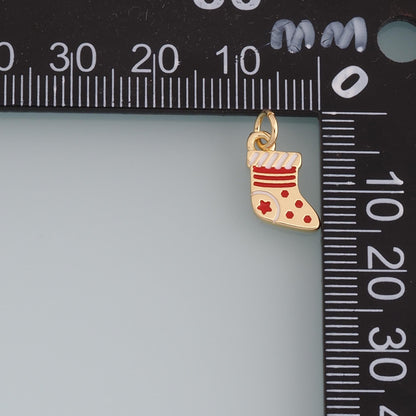 Gold Christmas Charms,18K Gold Filled Christmas Stocking Pendant Charm Bracelet Necklace for DIY Jewelry Making Supply