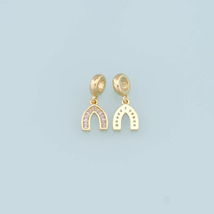 Gold Tiny Horseshoe Charms,18K Gold Filled CZ Horseshoe Pendant,Horseshoe Charm Bracelet Necklace for DIY Jewelry Making Supp