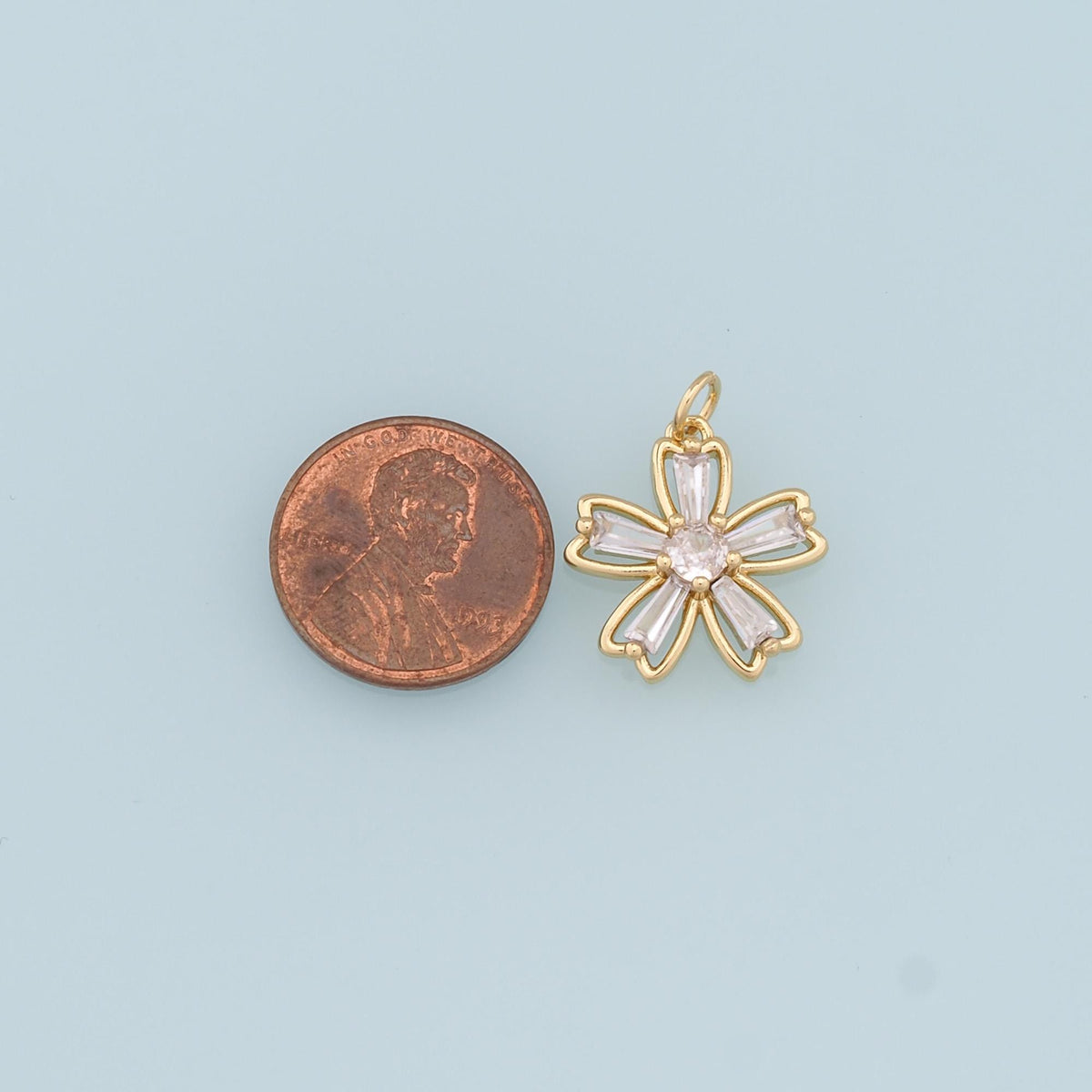 Gold Flower Charms,18K Gold Filled CZ Flower Pendant,Silver Flower Charm Bracelet Necklace for DIY Jewelry Making Supply