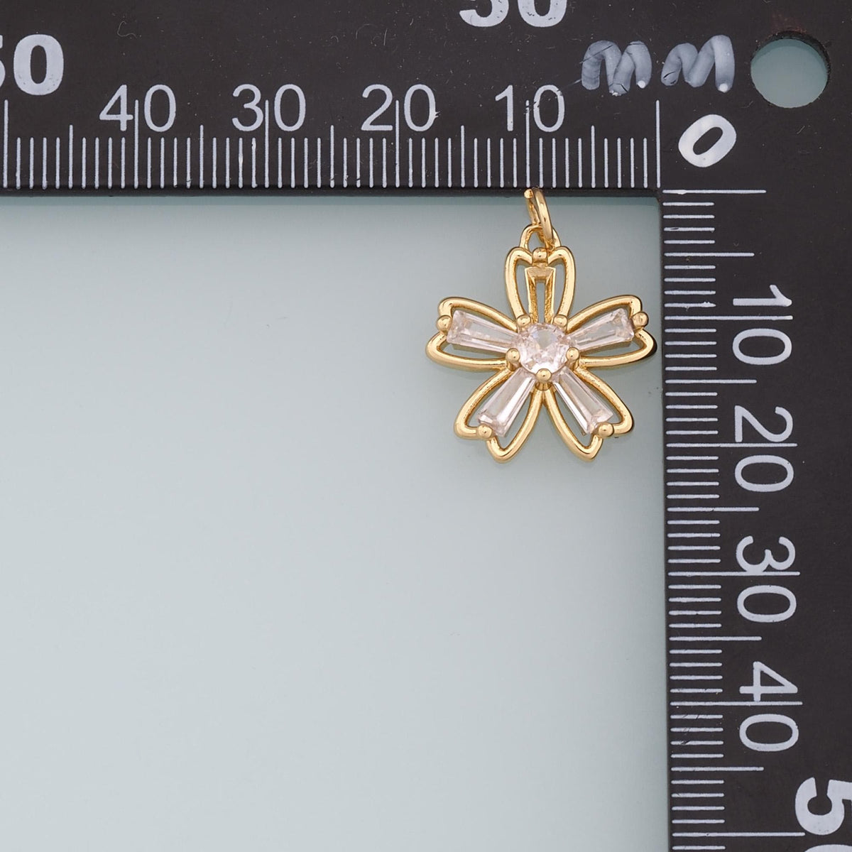 Gold Flower Charms,18K Gold Filled CZ Flower Pendant,Silver Flower Charm Bracelet Necklace for DIY Jewelry Making Supply