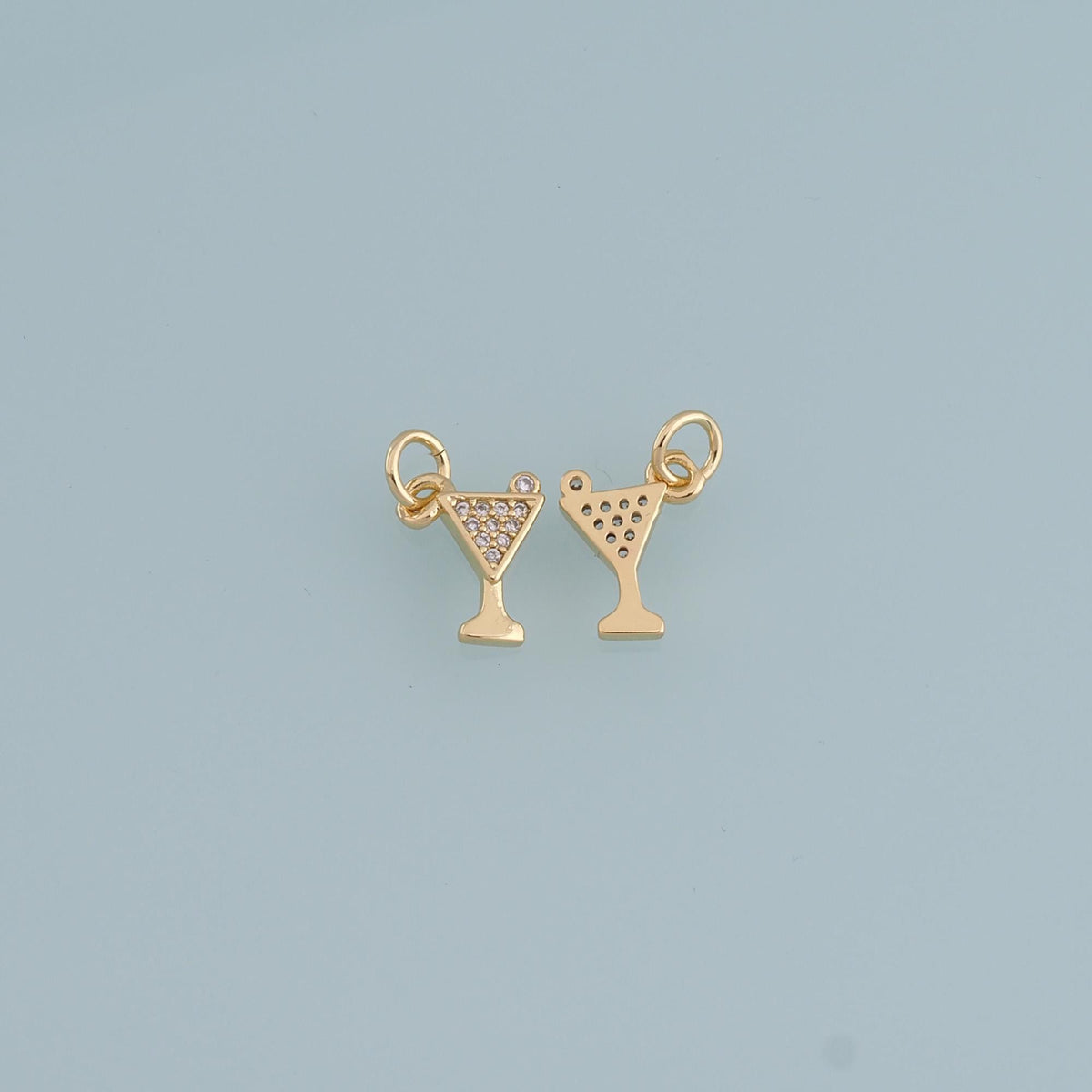 Gold Tiny Wine Glass Charms,18K Gold Filled CZ Wine Glass Pendant,Wine Glass Charm Bracelet Necklace for DIY Jewelry Making S