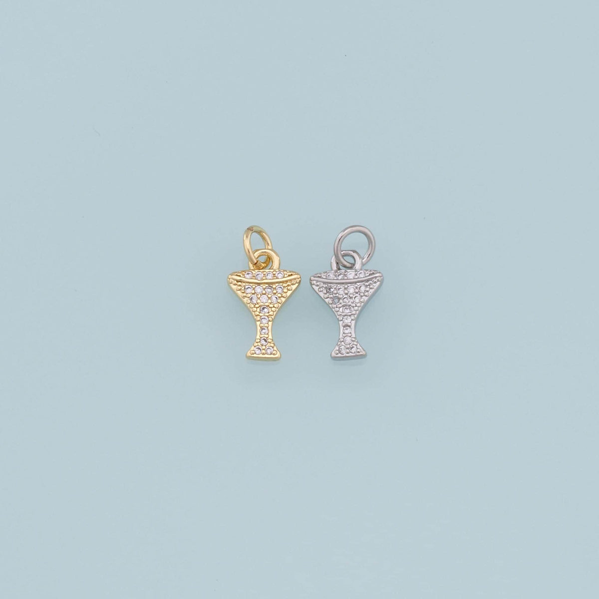 Gold Tiny Wine Glass Charms,18K Gold Filled CZ Wine Glass Pendant,Wine Glass Charm Bracelet Necklace for DIY Jewelry Making S