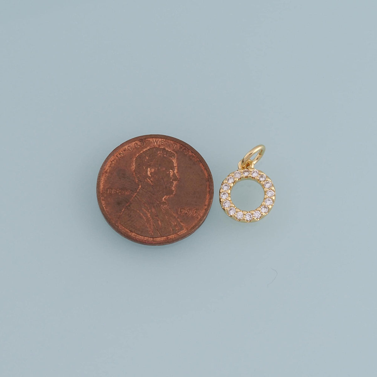 Gold Tiny Round Charms,18K Gold Filled CZ Round Pendant,Silver geometry Charm Bracelet Necklace for DIY Jewelry Making Supply