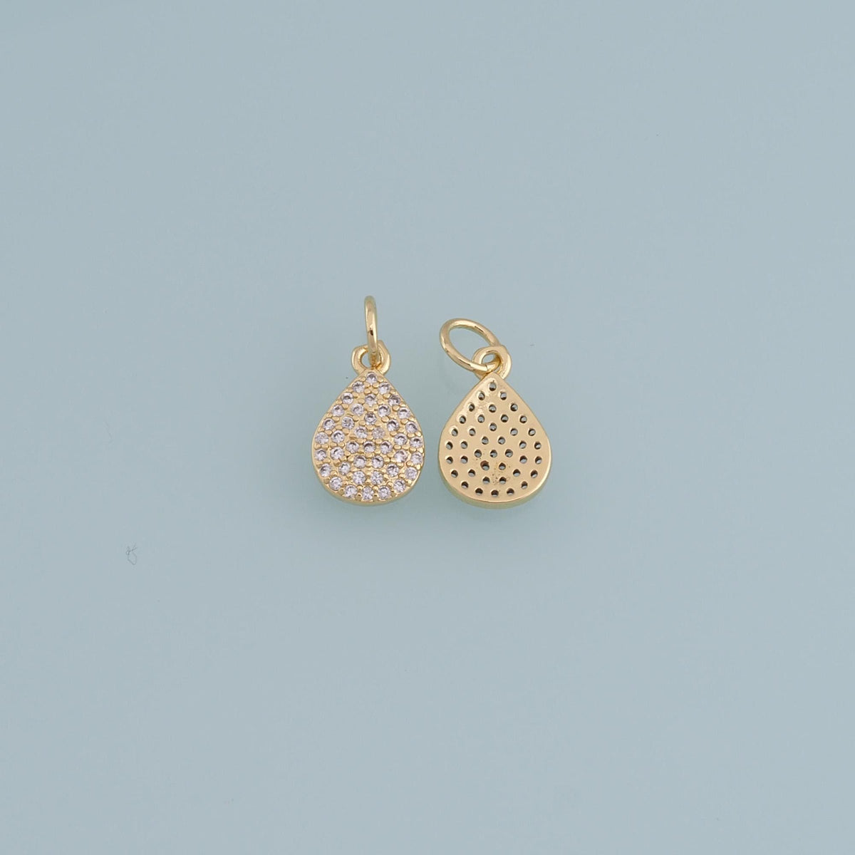 Gold Teardrop Charms,18K Gold Filled Teardrop Pendant,CZ Micro Pave Teardrop Charm Bracelet Necklace for DIY Jewelry Making S