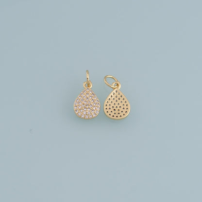 Gold Teardrop Charms,18K Gold Filled Teardrop Pendant,CZ Micro Pave Teardrop Charm Bracelet Necklace for DIY Jewelry Making S