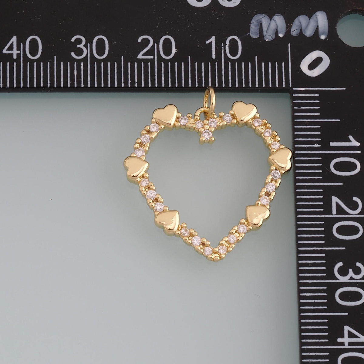Gold Heart Charms,18K Gold Filled Heart Pendant,CZ Micro Pave Heart Charm Bracelet Necklace for DIY Jewelry Making Supply