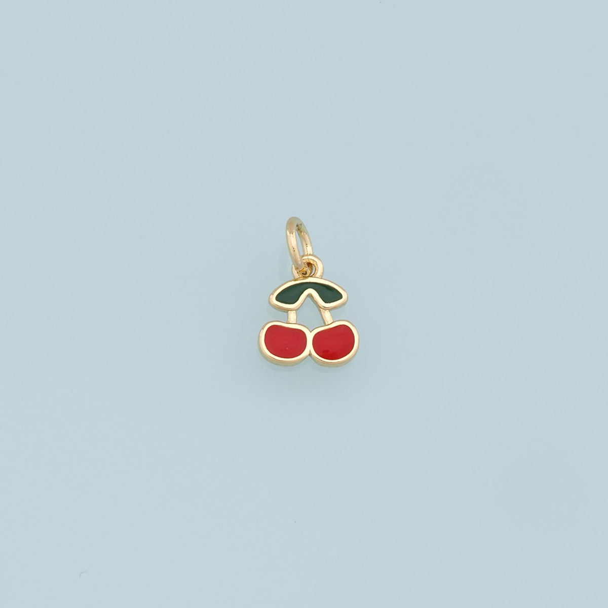 Gold Cherry Charms,18K Gold Filled Enamel Cherry Pendant,Fruit Charm Bracelet Necklace for DIY Jewelry Making Supply