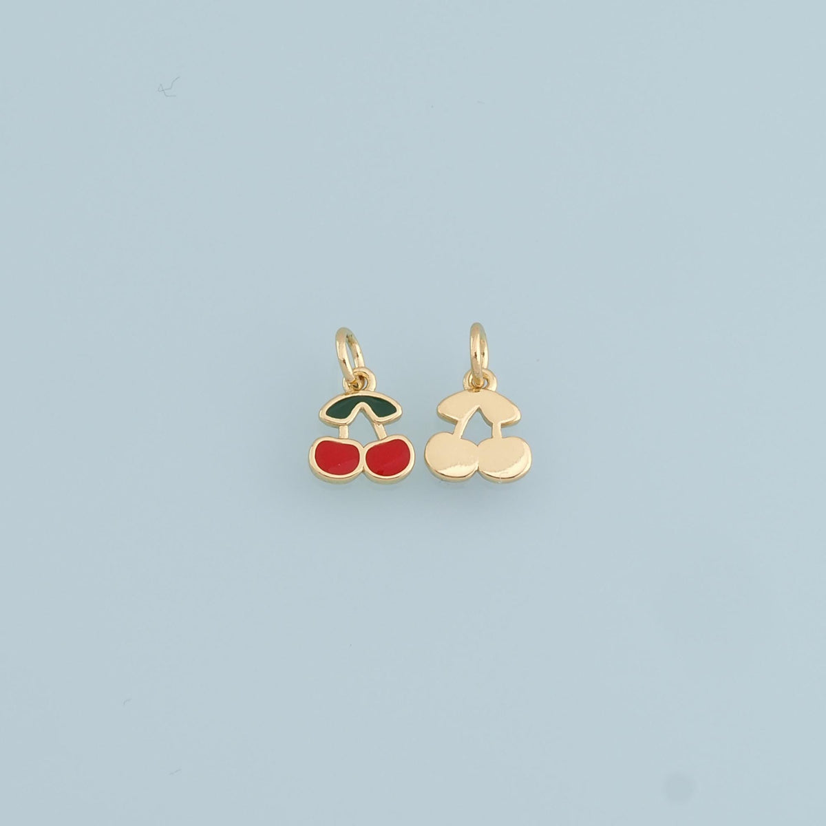 Gold Cherry Charms,18K Gold Filled Enamel Cherry Pendant,Fruit Charm Bracelet Necklace for DIY Jewelry Making Supply