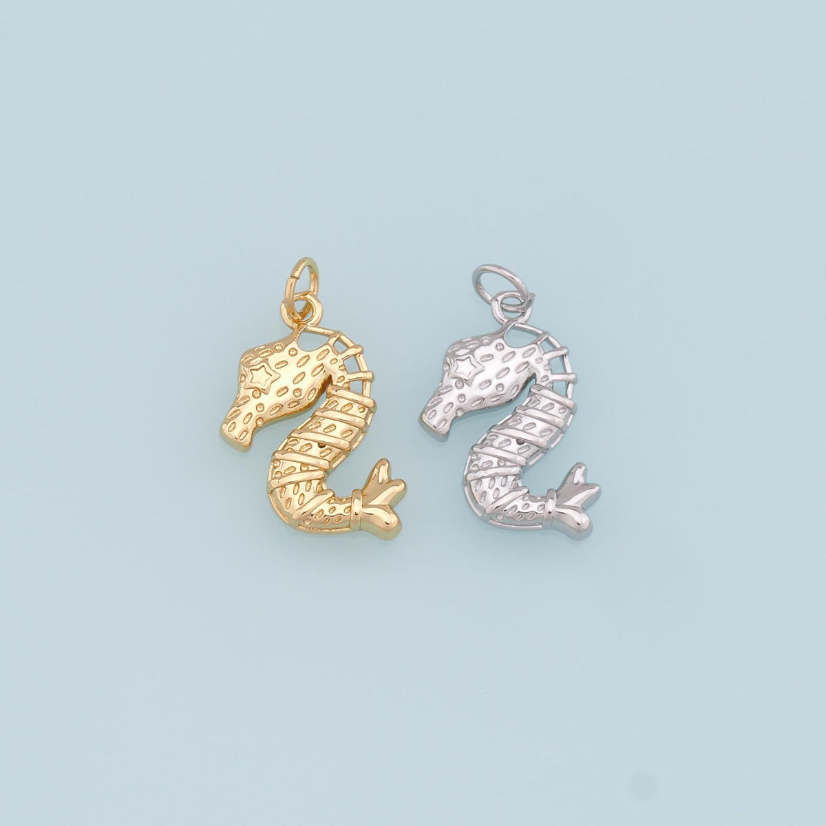 Gold Seahorse Charms,18K Gold Filled Seahorse Pendant,Silver Seahorse Charm Bracelet Necklace for DIY Jewelry Making Supply