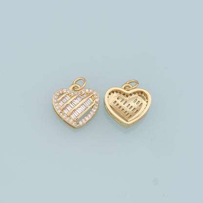 Gold Heart Charms,18K Gold Filled Heart Pendant,CZ Heart Charm Bracelet Necklace for DIY Jewelry Making Supply