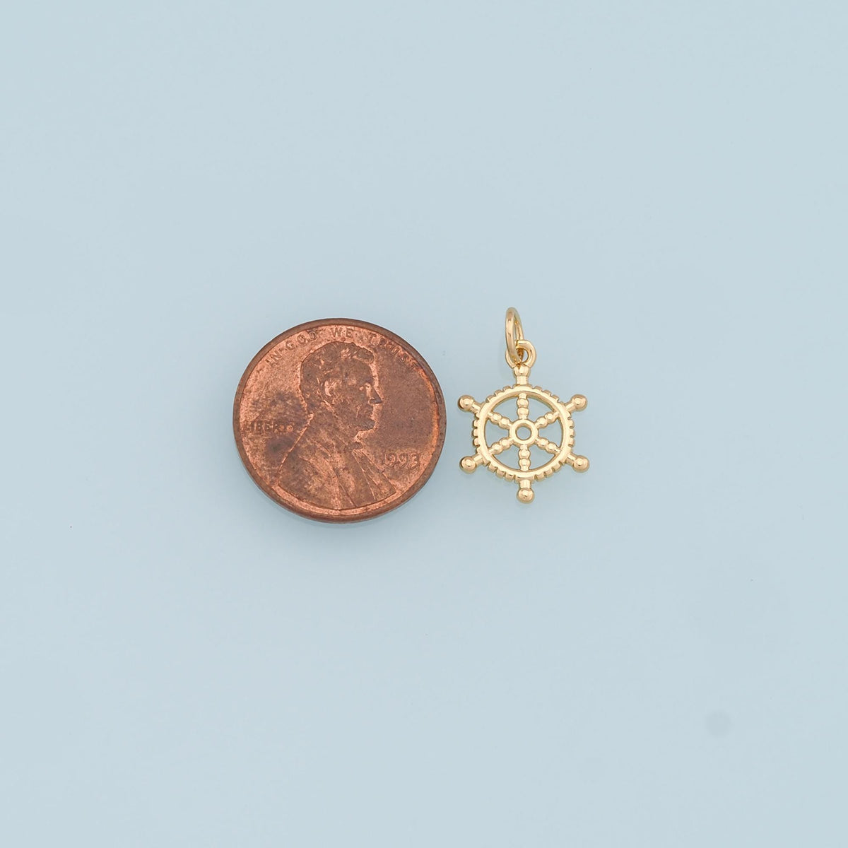18K Gold Filled Rudder Pendant,Nautical Charm Bracelet Necklace for DIY Jewelry Making Supply