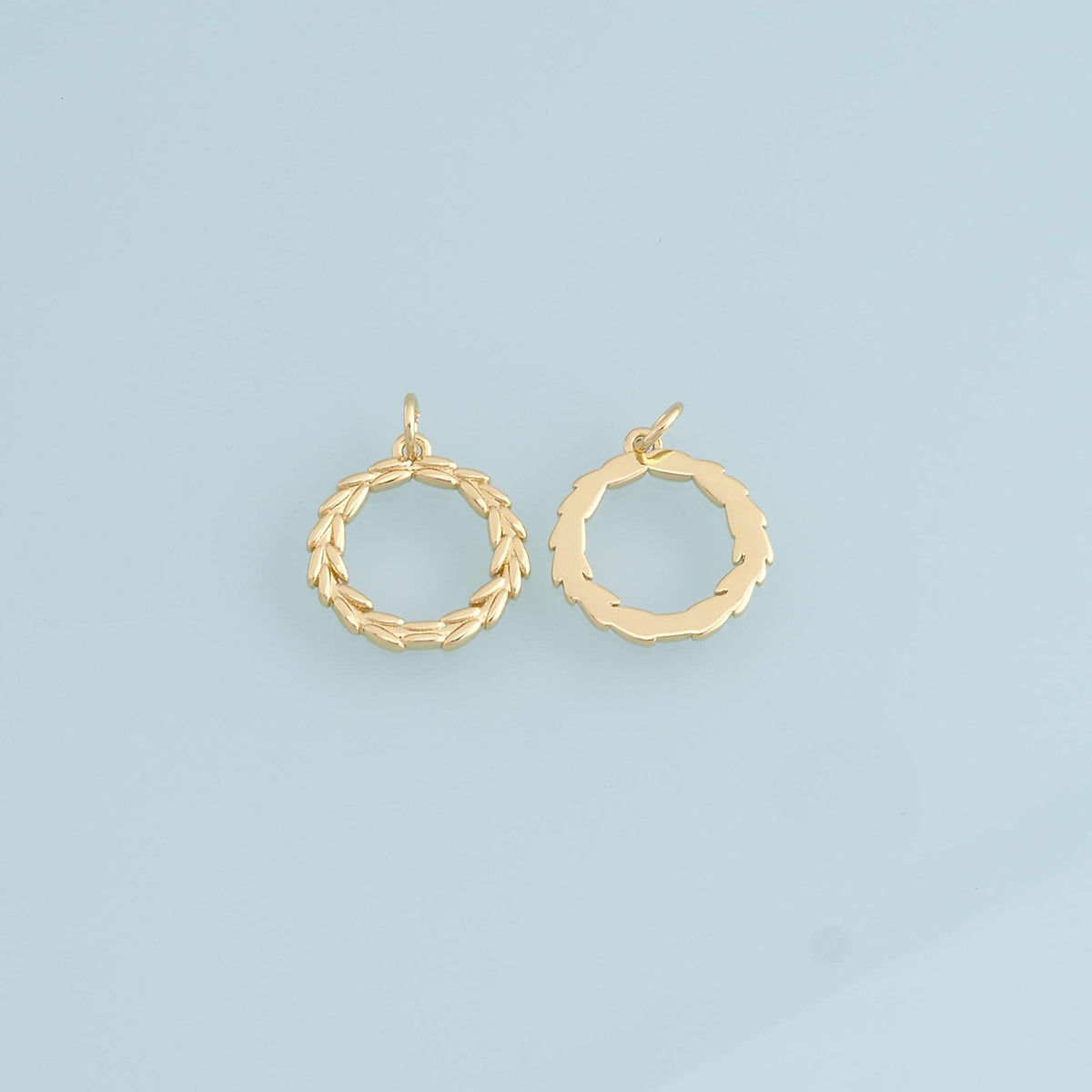 Gold Round Leaf Charms,18K Gold Filled Leaf Pendant,Leaf Charm Bracelet Necklace for DIY Jewelry Making Supply