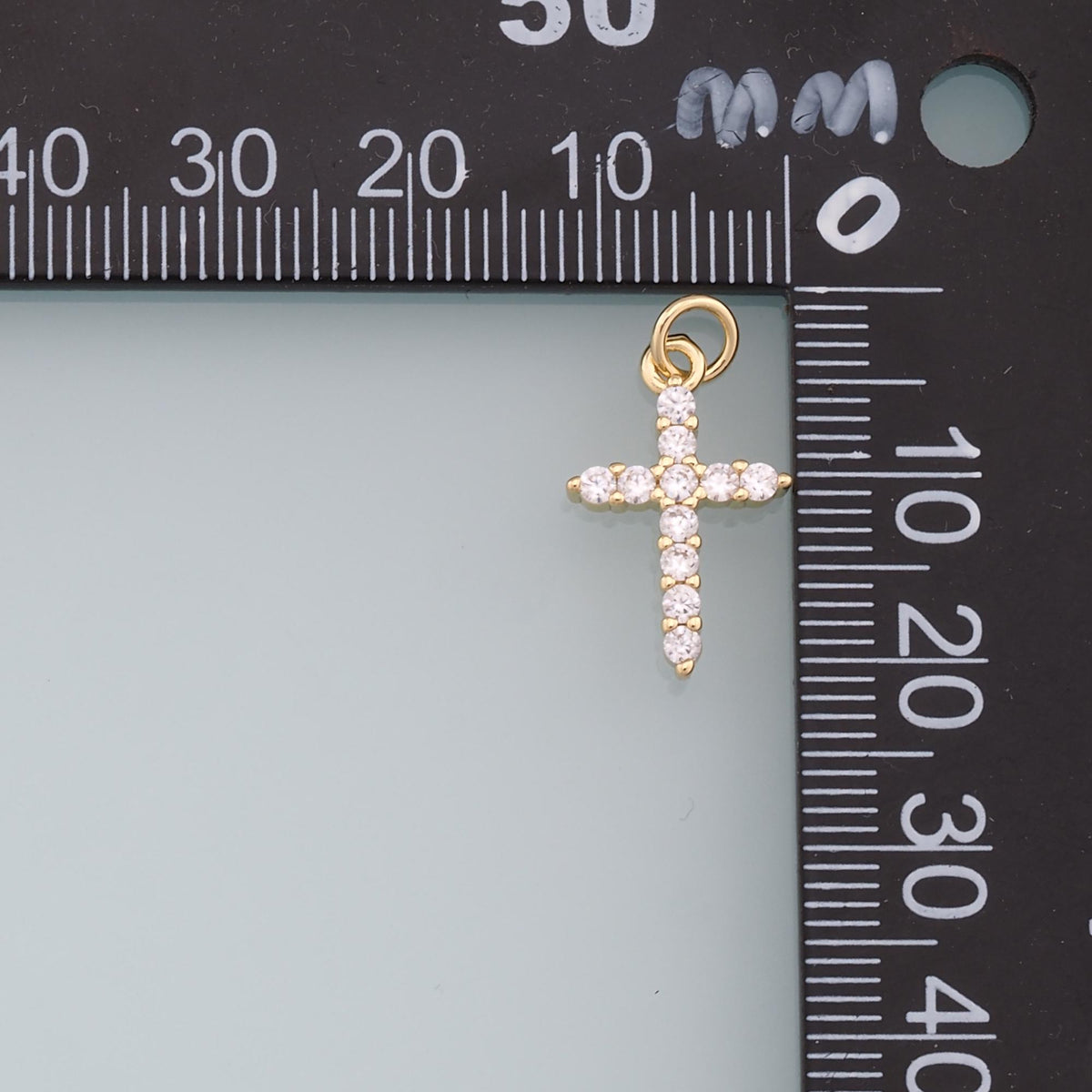 Gold Cross Charms,18K Gold Filled Cross Pendant,CZ Micro Pave Cross Charm Bracelet Necklace for DIY Jewelry Making Supply