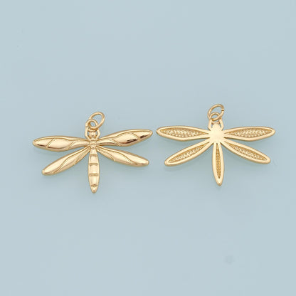 Gold Dragonfly Charms,18K Gold Filled Dragonfly Pendant,Dragonfly Charm Bracelet Necklace for DIY Jewelry Making Supply