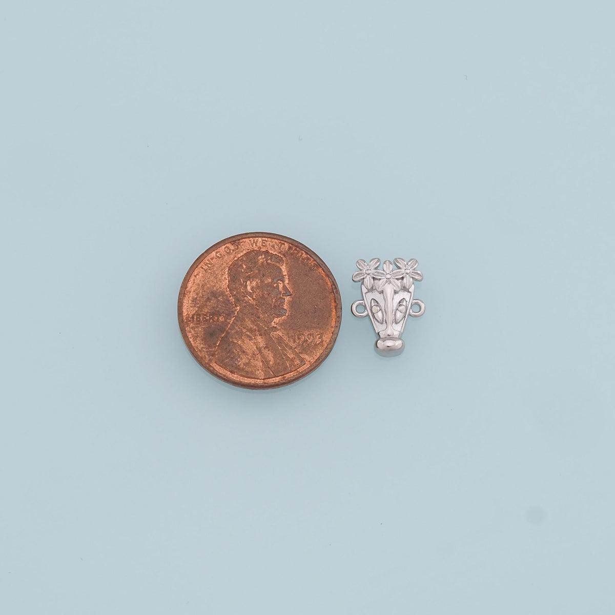 Gold Flower Charms,18K Gold Filled Flower Pendant,Silver Vase Charm Bracelet Necklace for DIY Jewelry Making Supply