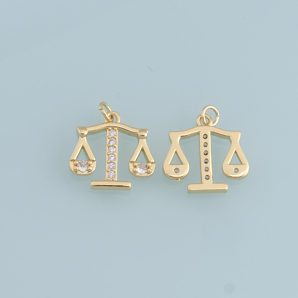 Gold Balance Scale Charms,18K Gold Filled CZ Balance Pendant Charm Bracelet Necklace for DIY Jewelry Making Supply