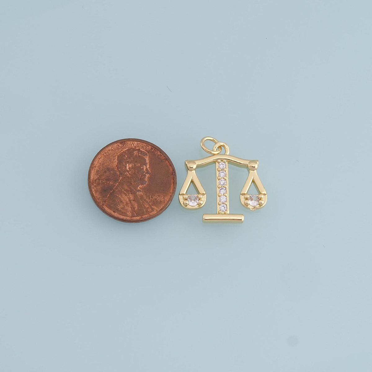 Gold Balance Scale Charms,18K Gold Filled CZ Balance Pendant Charm Bracelet Necklace for DIY Jewelry Making Supply