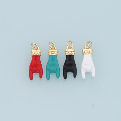 Gold Gesture Charms,18K Gold Filled Enamel Gesture Pendant,Gesture Charm Bracelet Necklace for DIY Jewelry Making Supply