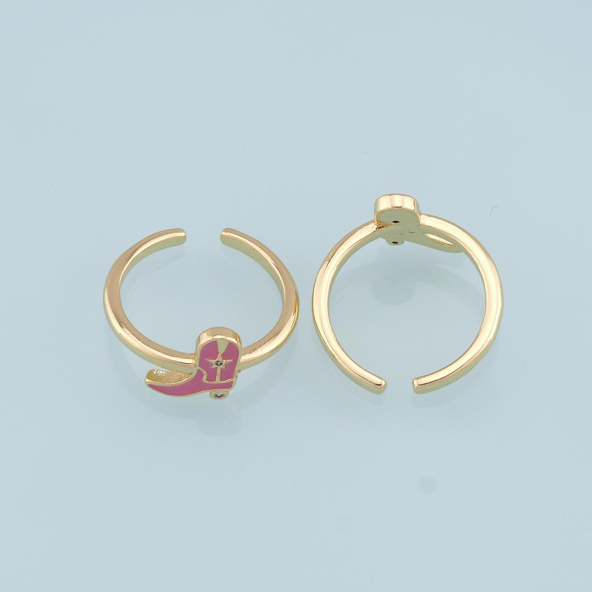 Gold Boots Ring,18K Gold Filled Enamel Boots Ring,Classic Little Bow jewelry