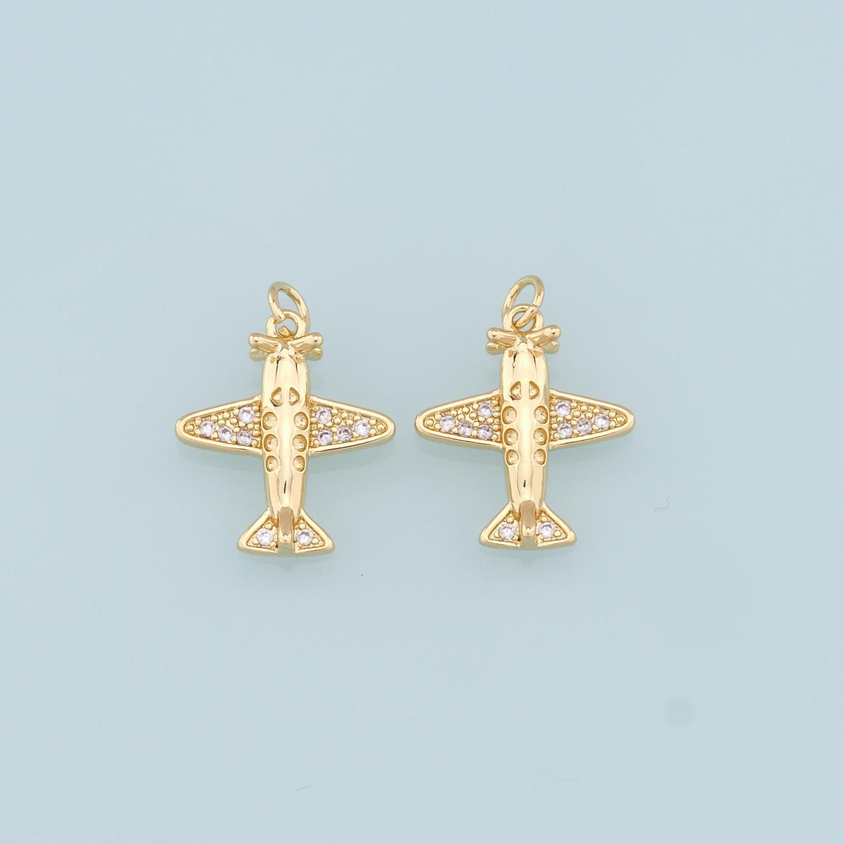 Gold Airplane Charms,18K Gold Filled CZ Airplane Pendant,Airplane Charm Bracelet Necklace for DIY Jewelry Making Supply