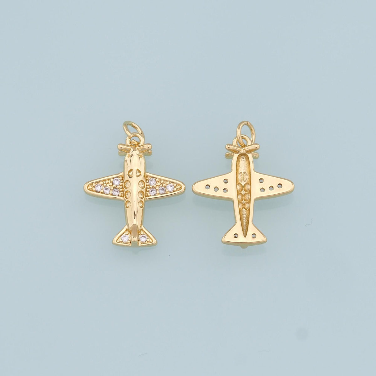 Gold Airplane Charms,18K Gold Filled CZ Airplane Pendant,Airplane Charm Bracelet Necklace for DIY Jewelry Making Supply