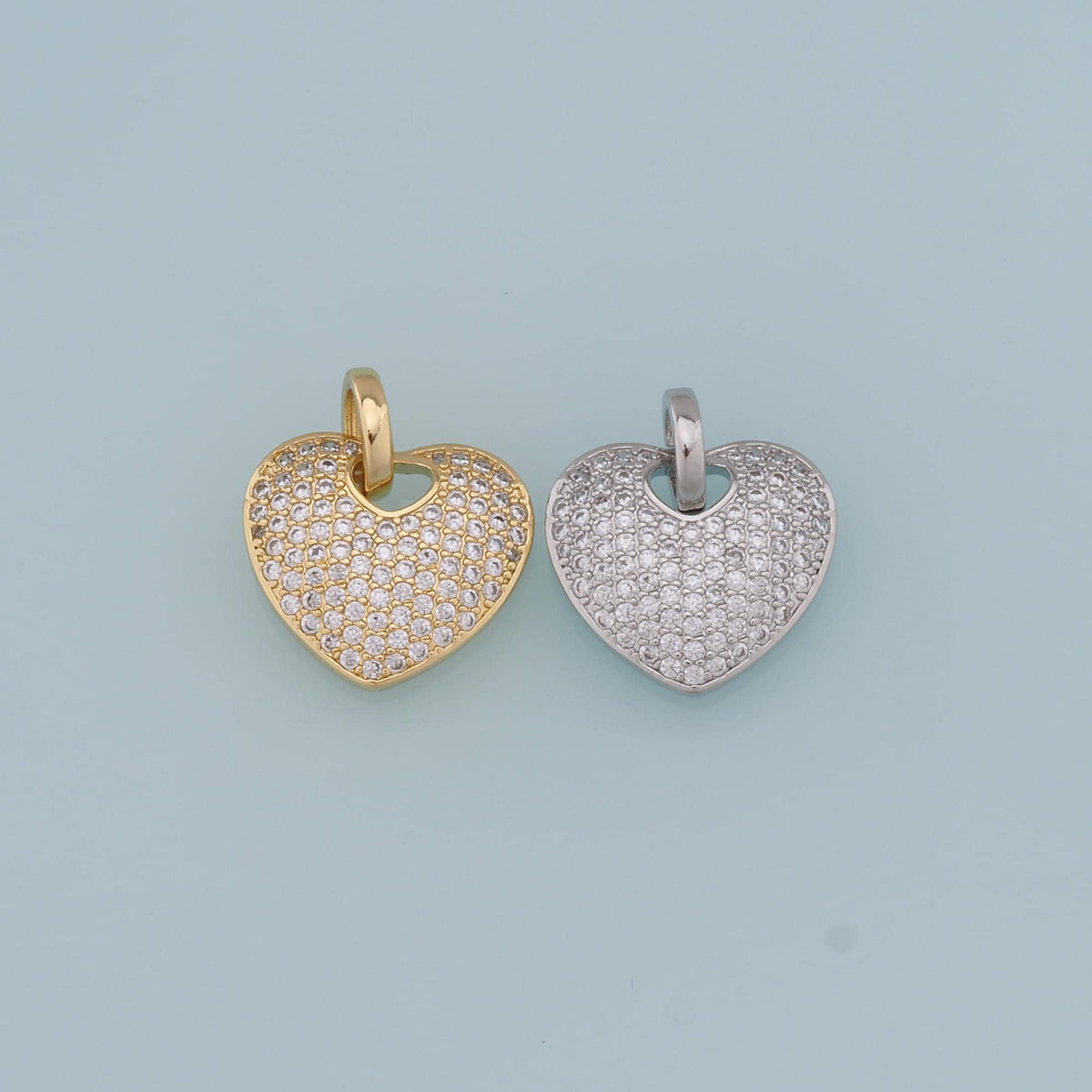 18K Gold Filled Heart CZ Charm Pendant for Jewelry Making