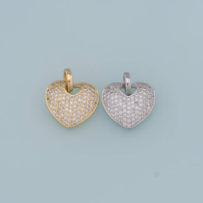18K Gold Filled Heart CZ Charm Pendant for Jewelry Making
