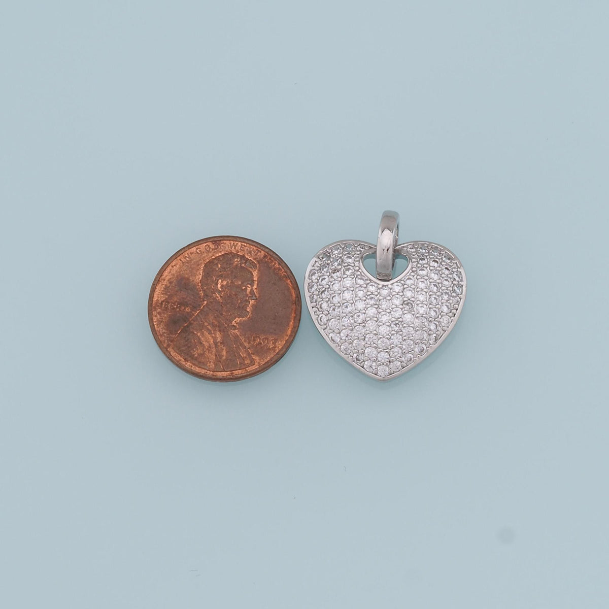18K Gold Filled Heart CZ Charm Pendant for Jewelry Making