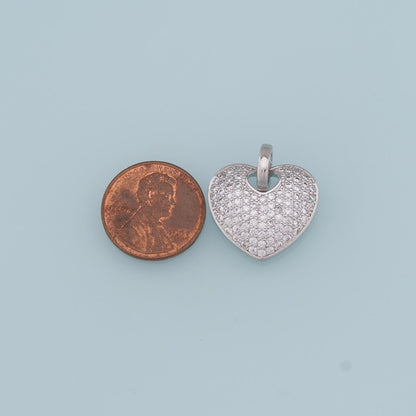 18K Gold Filled Heart CZ Charm Pendant for Jewelry Making