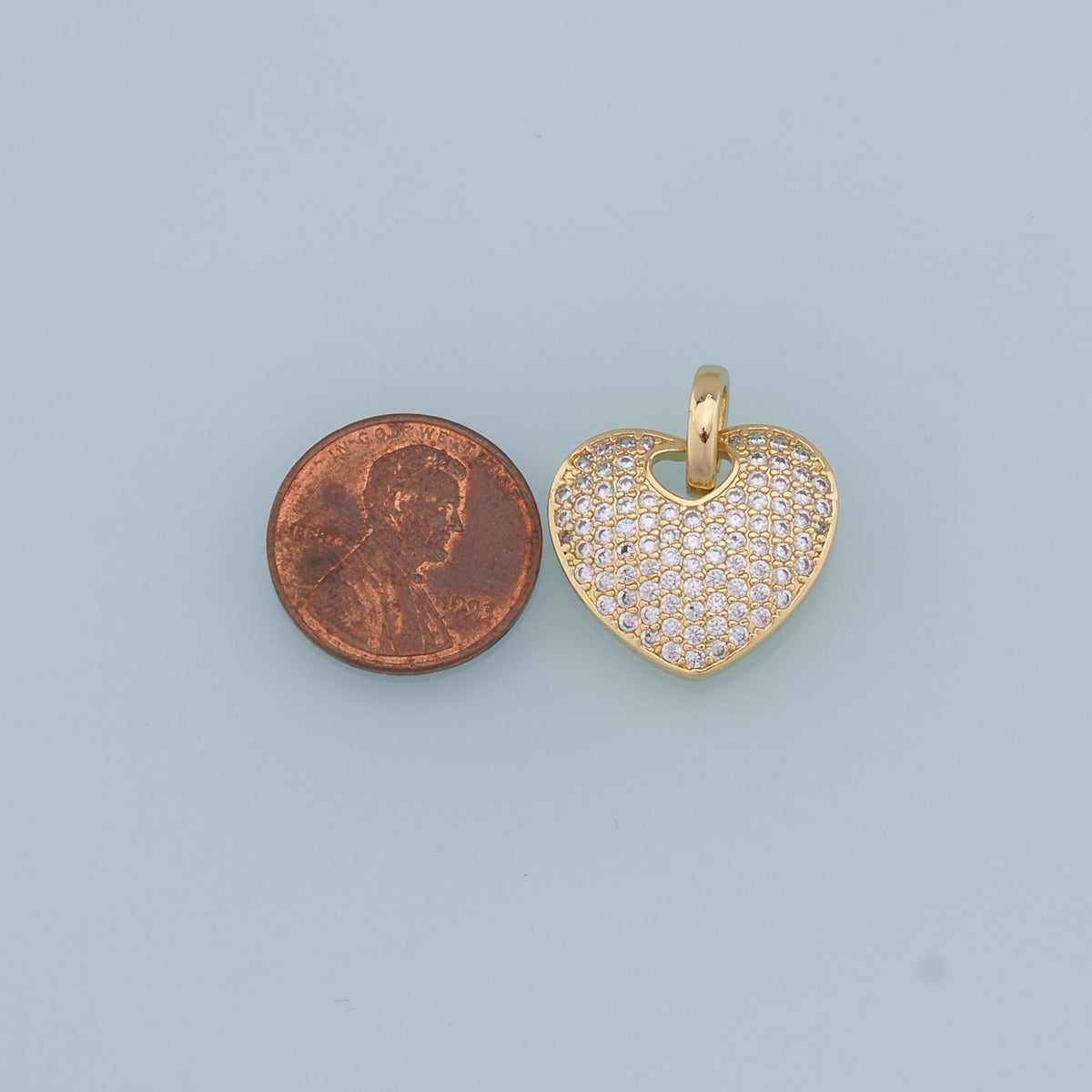 18K Gold Filled Heart CZ Charm Pendant for Jewelry Making