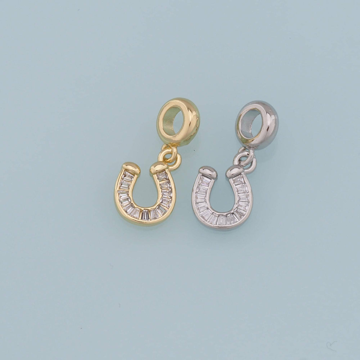 18K Gold Filled Cubic Zirconia Horseshoe Charm Pendant for Jewelry Making