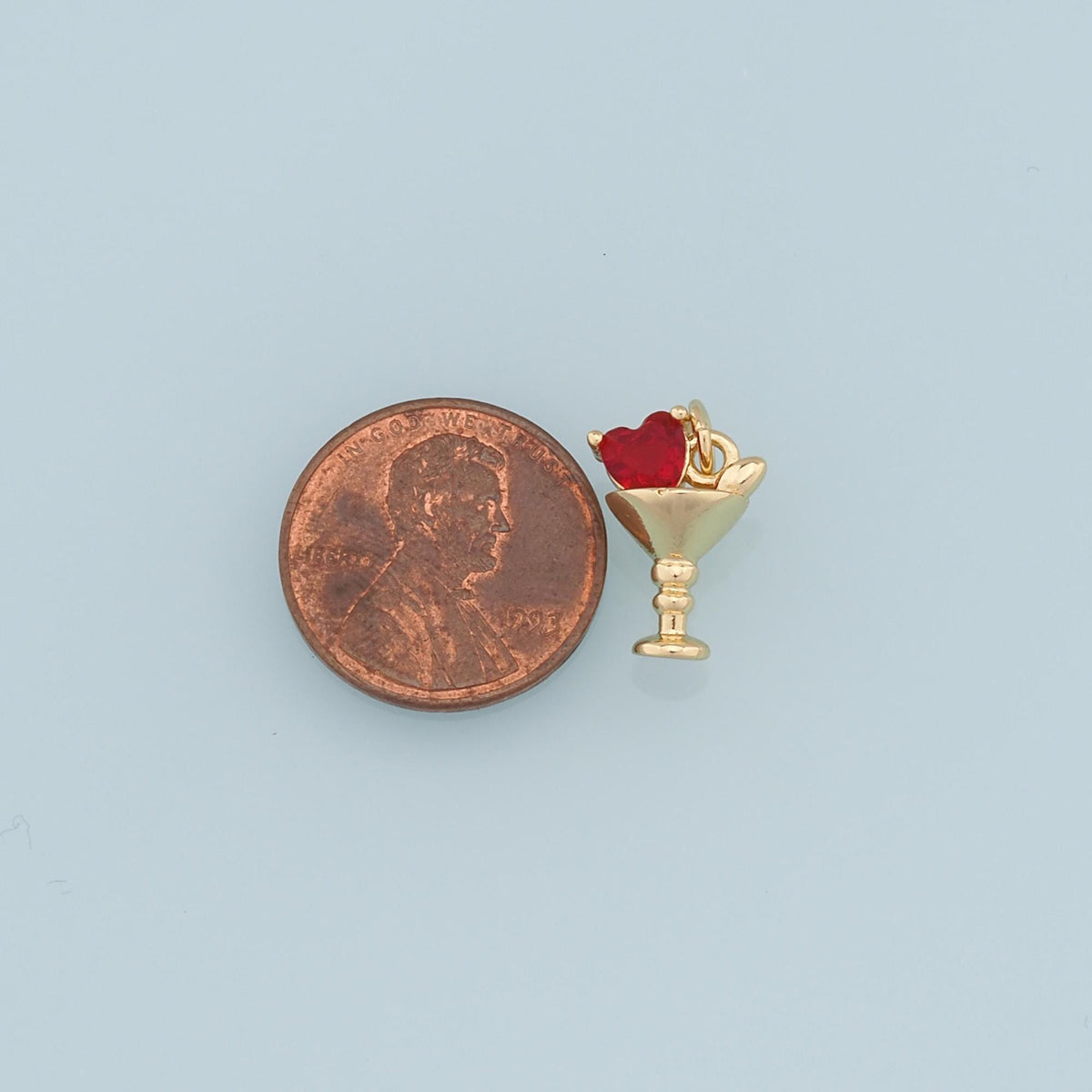 Gold Wine Glass Charms,18K Gold Filled CZ Heart Wine Glass Pendant,Wine Glass Charm Bracelet Necklace for DIY Jewelry Making 