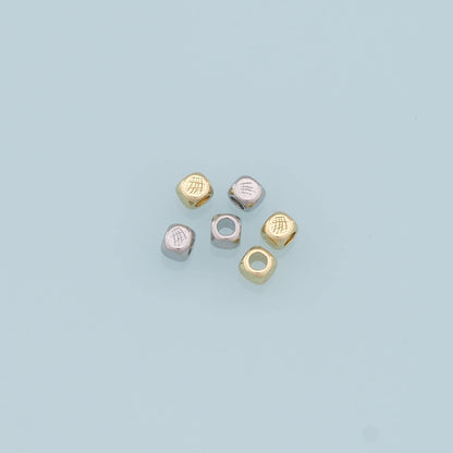 Gold Tiny Square Beads Charms,18K Gold Filled Square Spacer Beads Bracelet Necklace for DIY Jewelry Making Supply 4mm