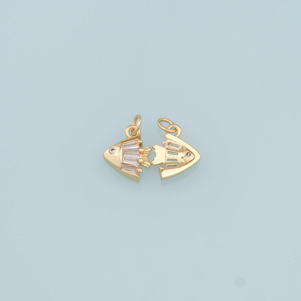 Gold Fish Charms,18K Gold Filled Crystal Fish Pendant,Cute Fish Charm Bracelet Necklace for DIY Jewelry Making Supply