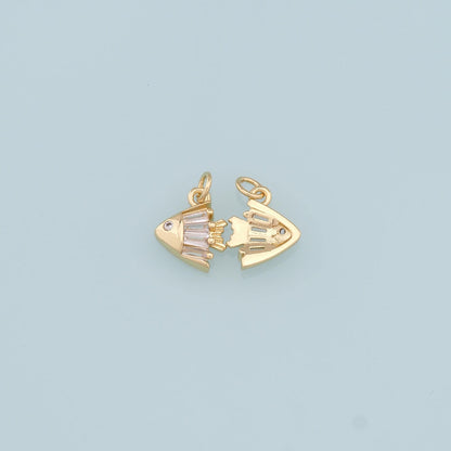 Gold Fish Charms,18K Gold Filled Crystal Fish Pendant,Cute Fish Charm Bracelet Necklace for DIY Jewelry Making Supply