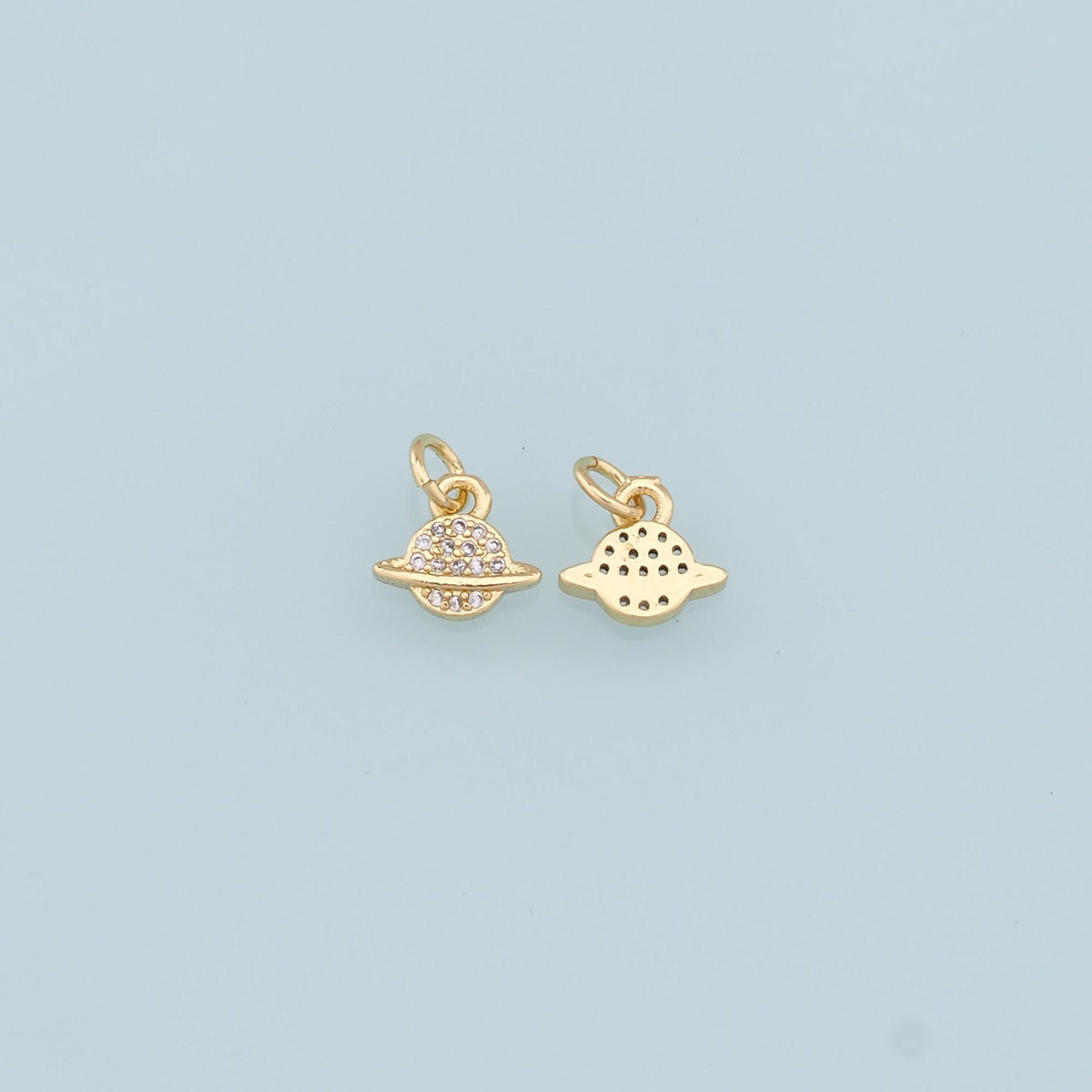 Gold Tiny Saturn Charms,18K Gold Filled CZ Saturn Pendant,Silver Celestial Charm Bracelet Necklace for DIY Jewelry Making Sup