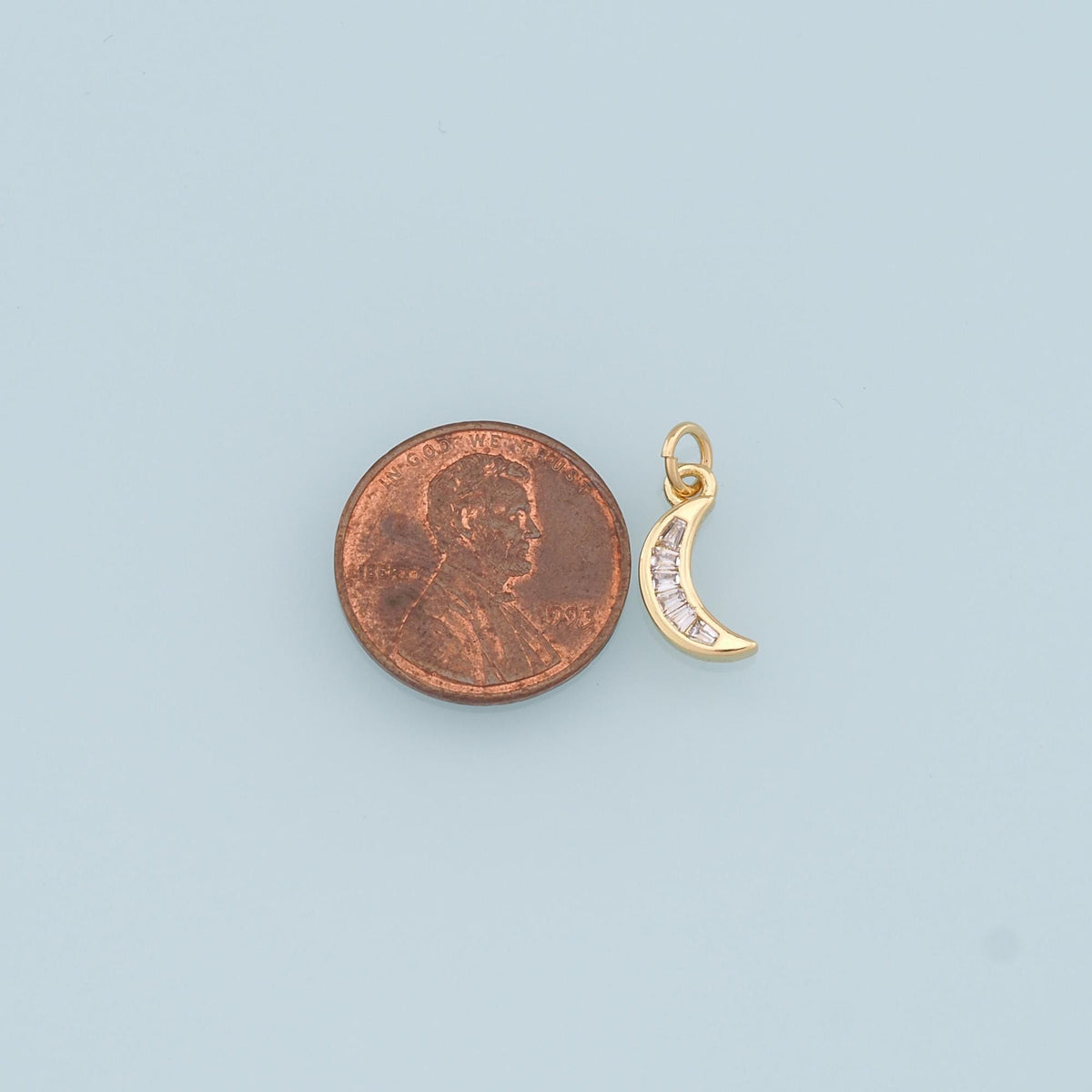 Gold Moon Charms,18K Gold Filled CZ Moon Pendant,Celestial Charm Bracelet Necklace for DIY Jewelry Making Supply