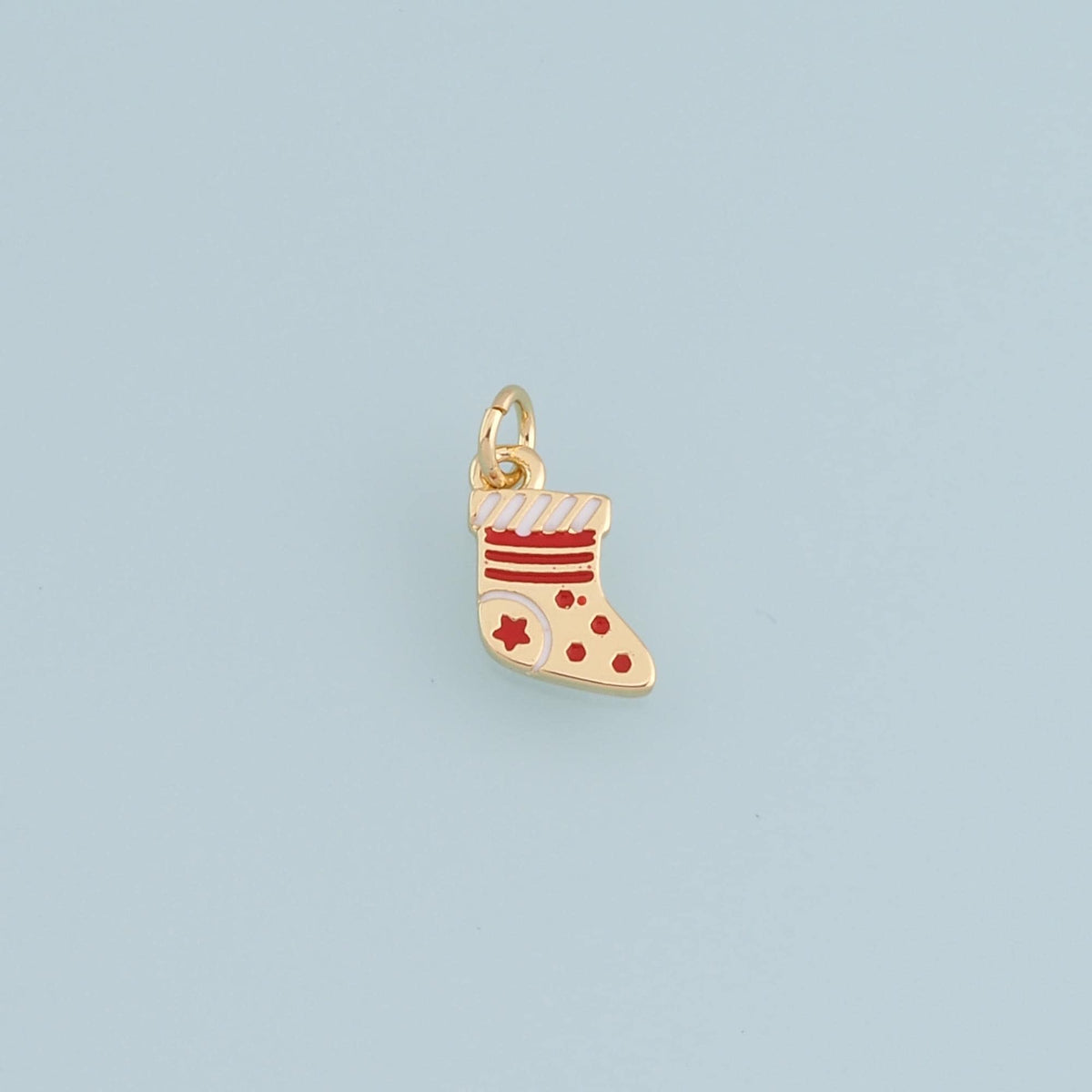 Gold Christmas Charms,18K Gold Filled Christmas Stocking Pendant Charm Bracelet Necklace for DIY Jewelry Making Supply