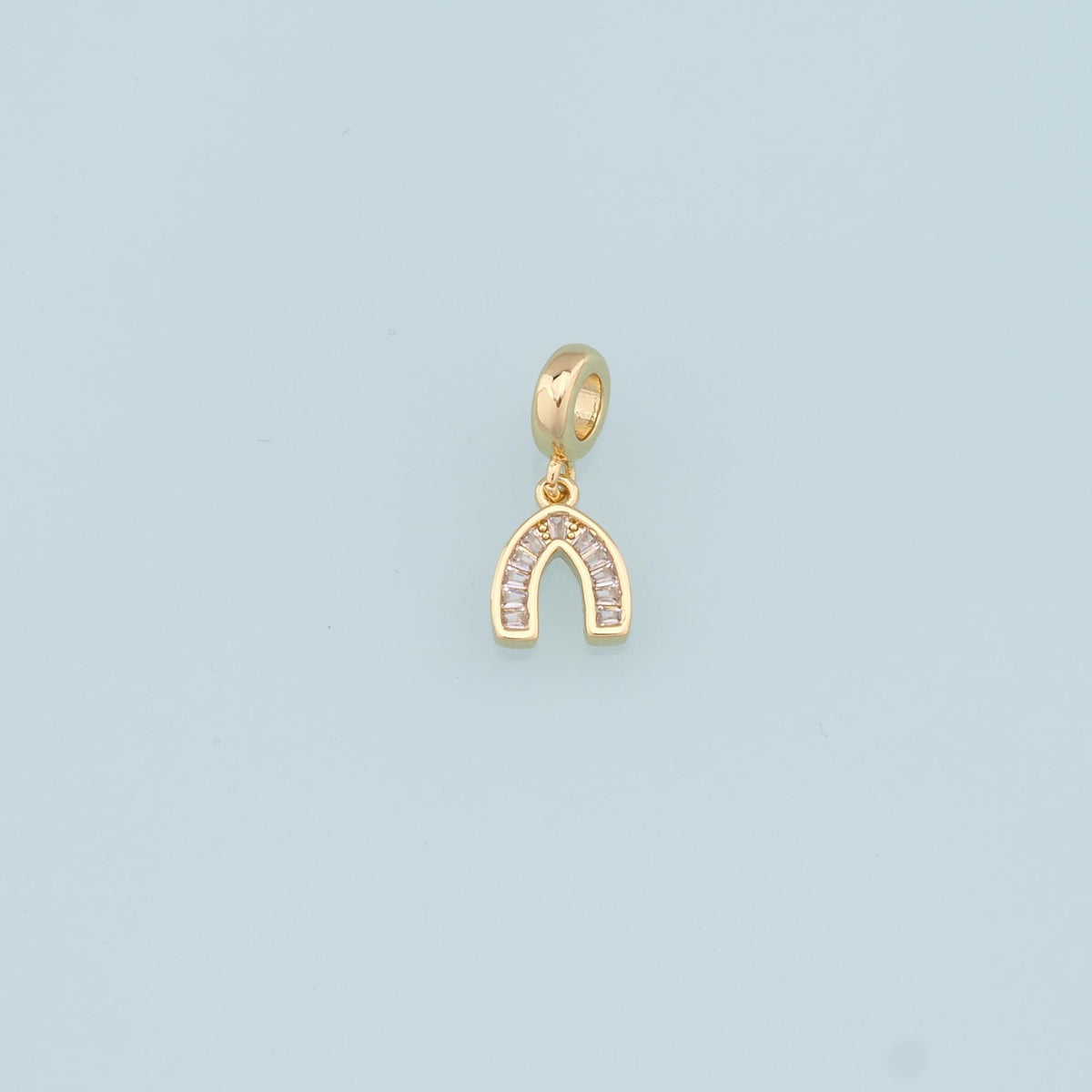Gold Tiny Horseshoe Charms,18K Gold Filled CZ Horseshoe Pendant,Horseshoe Charm Bracelet Necklace for DIY Jewelry Making Supp