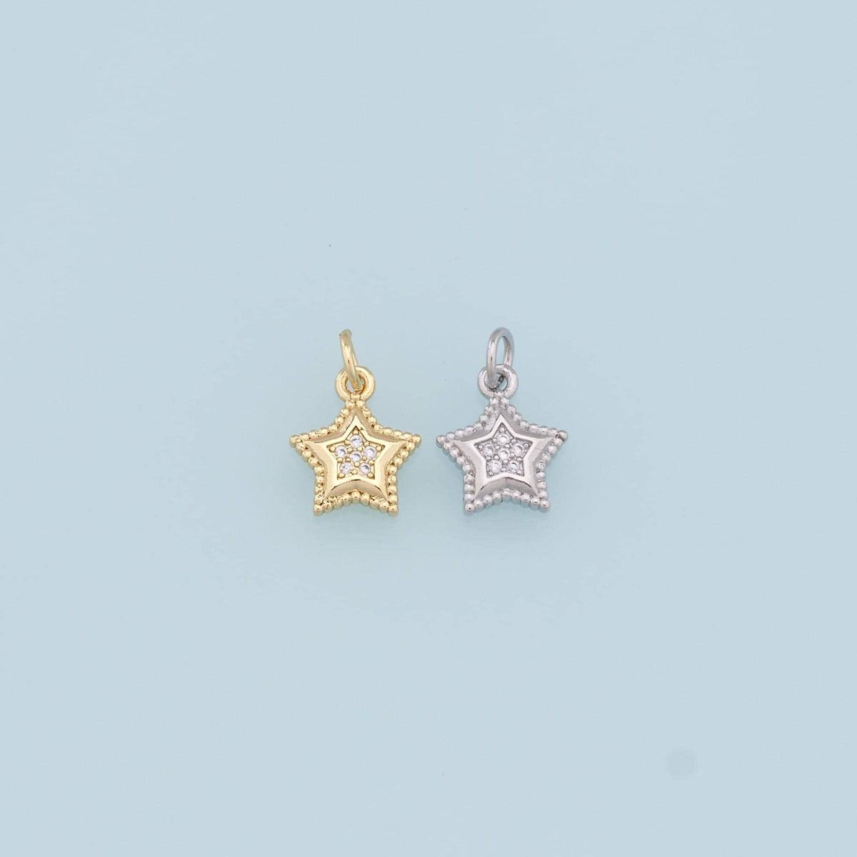 18K Gold Filled Cubic Zirconia Star Charm Pendant for Jewelry Making