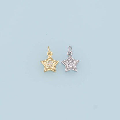 18K Gold Filled Cubic Zirconia Star Charm Pendant for Jewelry Making
