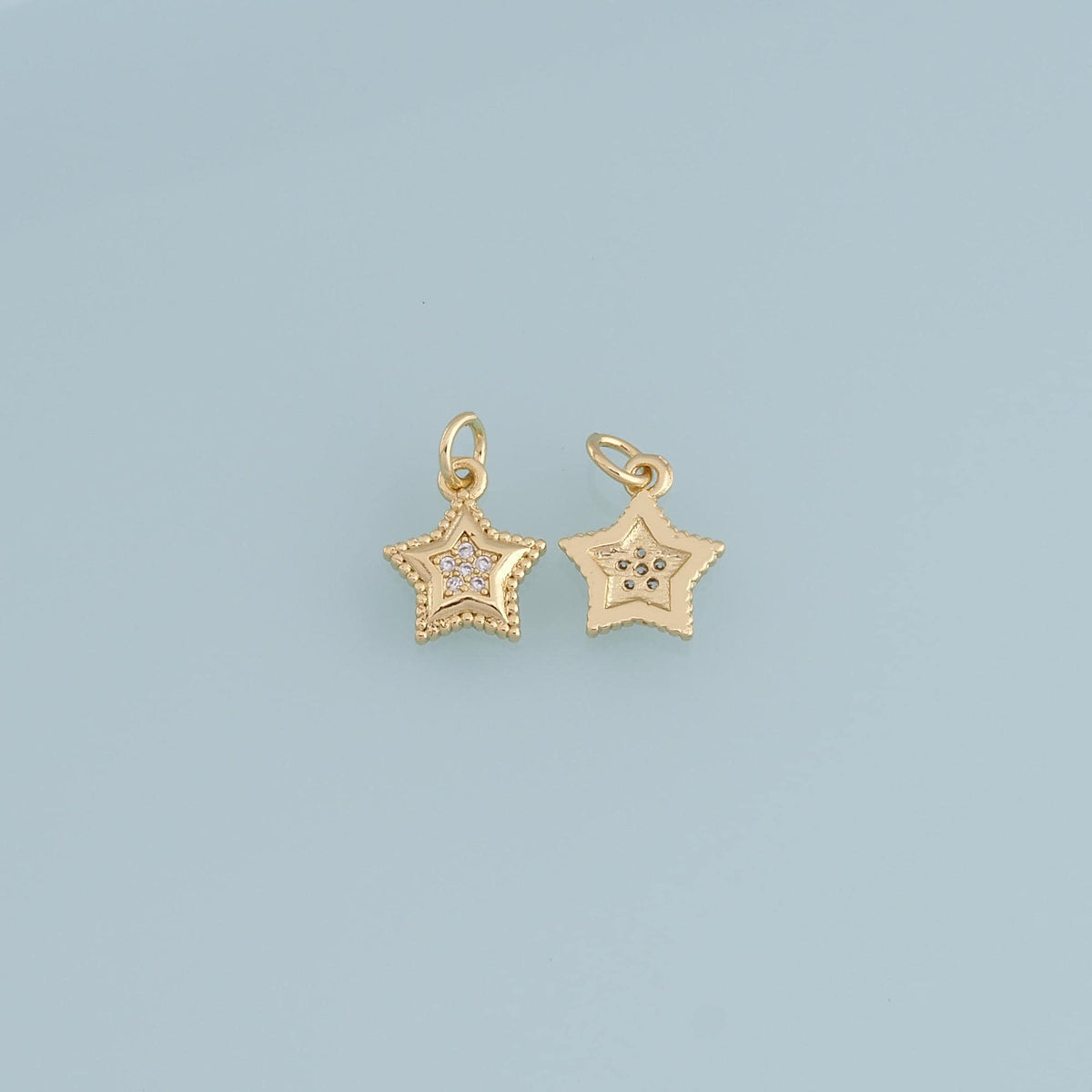 18K Gold Filled Cubic Zirconia Star Charm Pendant for Jewelry Making