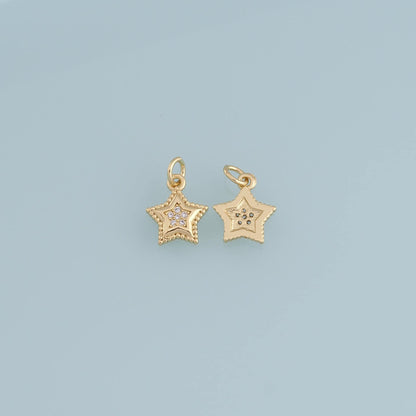 18K Gold Filled Cubic Zirconia Star Charm Pendant for Jewelry Making
