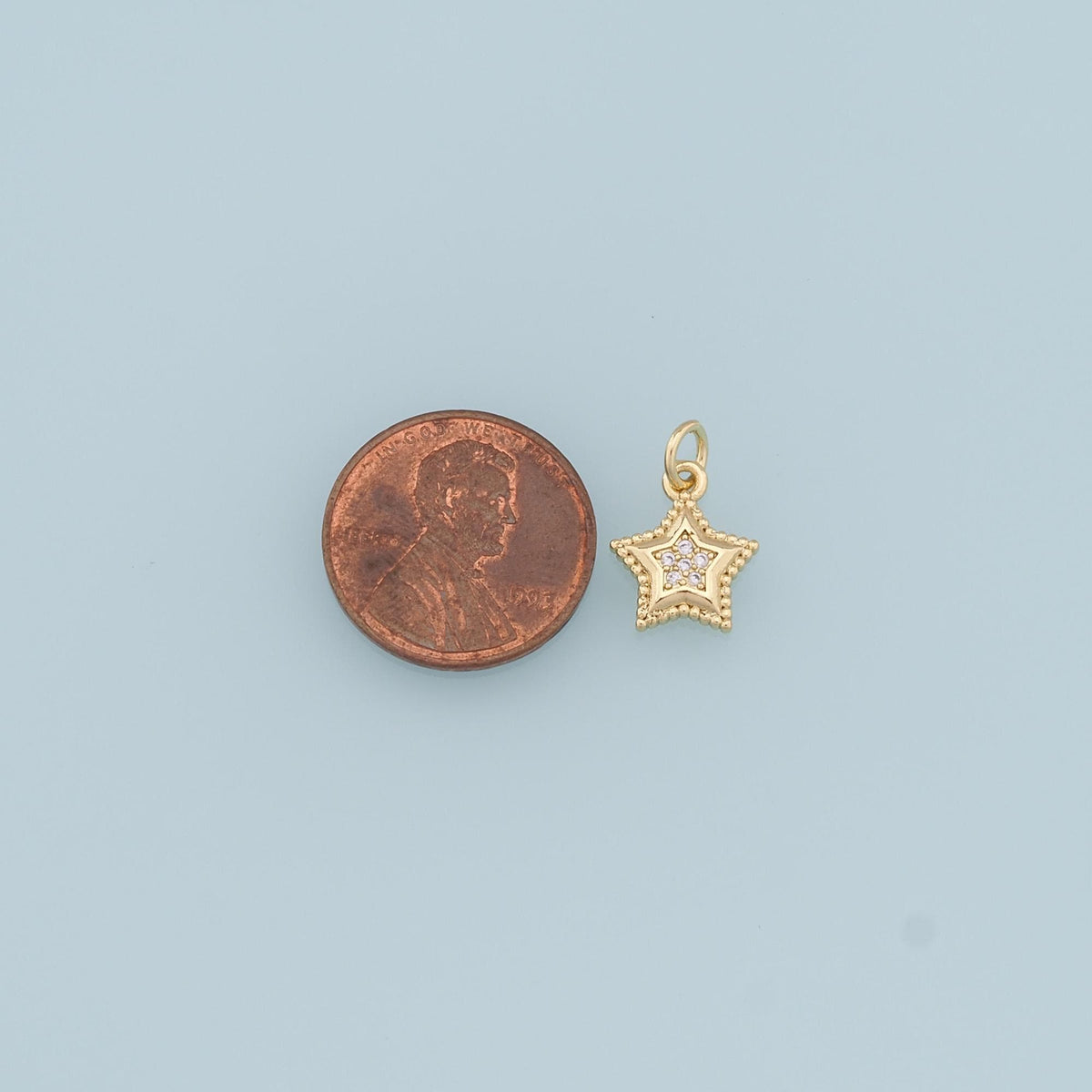 18K Gold Filled Cubic Zirconia Star Charm Pendant for Jewelry Making