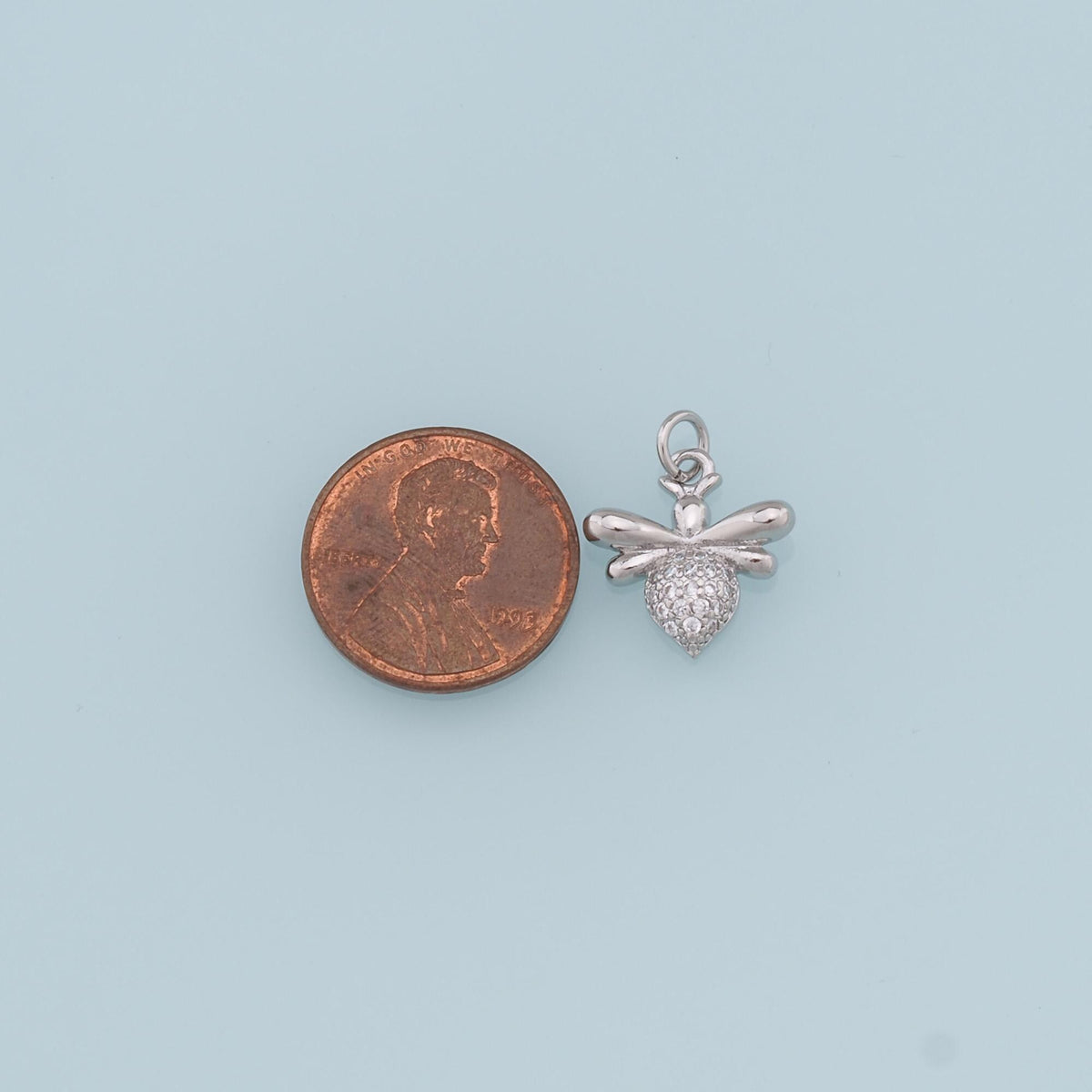 Gold Tiny Bee Charms,18K Gold Filled CZ Coin Bee Pendant,Bee Charm Bracelet Necklace for DIY Jewelry Making Supply