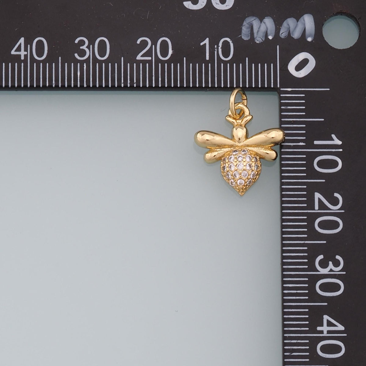 Gold Tiny Bee Charms,18K Gold Filled CZ Coin Bee Pendant,Bee Charm Bracelet Necklace for DIY Jewelry Making Supply