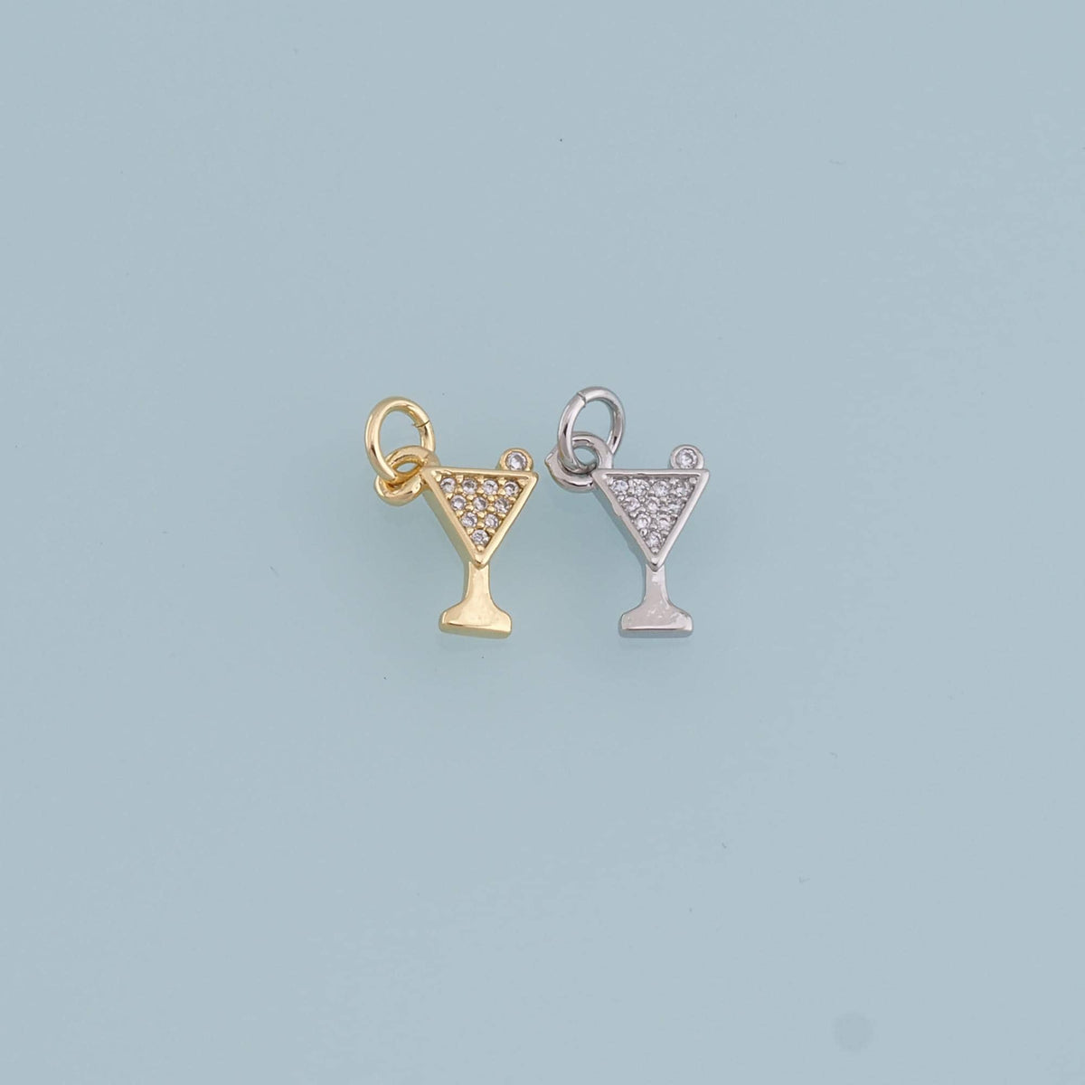 Gold Tiny Wine Glass Charms,18K Gold Filled CZ Wine Glass Pendant,Wine Glass Charm Bracelet Necklace for DIY Jewelry Making S