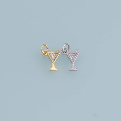 Gold Tiny Wine Glass Charms,18K Gold Filled CZ Wine Glass Pendant,Wine Glass Charm Bracelet Necklace for DIY Jewelry Making S